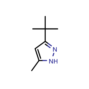 Chemical structure of 3-(tert-Butyl)-5-methyl-1H-pyrazole , CAS 96440-80-1, AChemBlock X192511