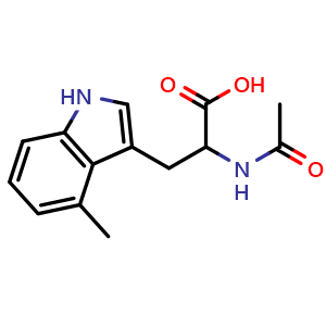 Chemical structure of 2-Acetamido-3-(4-methyl-1H-indol-3-yl)propanoic acid , CAS 71953-89-4, AChemBlock X192519