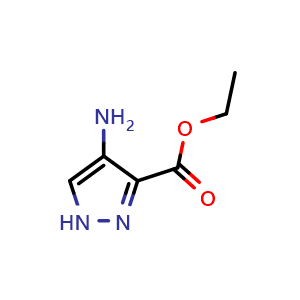 Chemical structure of Ethyl 4-amino-1H-pyrazole-3-carboxylate , CAS 55904-61-5, AChemBlock X192522