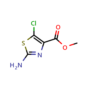 Chemical structure of 2-Amino-5-chlorothiazole-4-carboxylic acid methyl ester , CAS 914348-76-8, AChemBlock X192523