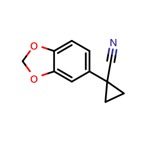 Chemical structure of 1-(1,3-Benzodioxol-5-yl)cyclopropanecarbonitrile , CAS 33522-14-4, AChemBlock X192539