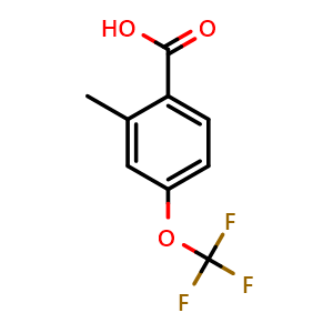 Chemical structure of 2-Methyl-4-(trifluoromethoxy)benzoic acid , CAS 261951-91-1, AChemBlock X192552