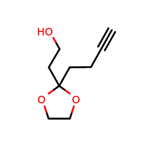 Chemical structure of 2-(3-Butynyl)-1,3-dioxolane-2-ethanol , CAS 91798-92-4, AChemBlock X192560