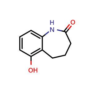 Chemical structure of 6-Hydroxy-4,5-dihydro-1H-benzo[b]azepin-2(3H)-one , CAS 74887-79-9, AChemBlock X192561