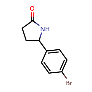Chemical structure of 5-(4-Bromophenyl)pyrrolidin-2-one , CAS 207989-90-0, AChemBlock X192563