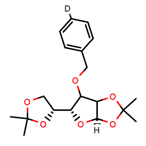 Chemical structure of (3aR,5R)-6-[(Benzyl-4-D)oxy]-5-[(R)-2,2-dimethyl-1,3-dioxolan-4-yl]-2,2-dimethyltetrahydrofuro[2,3-d][1,3]dioxole , AChemBlock X192572