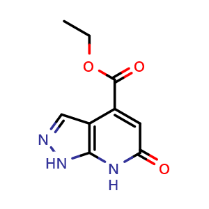 Chemical structure of Ethyl 6-Oxo-6,7-dihydro-1H-pyrazolo[3,4-b]pyridine-4-carboxylate , CAS 1246552-63-5, AChemBlock X192593
