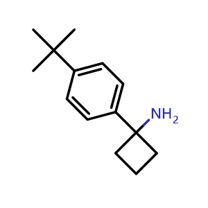 Chemical structure of 1-[4-(tert-Butyl)phenyl]cyclobutanamine , CAS 1096853-41-6, AChemBlock X192612