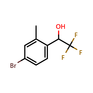 Chemical structure of 4-Bromo-2-methyl-alpha-(trifluoromethyl)benzyl Alcohol , CAS 1628953-52-5, AChemBlock X192632