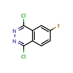 Chemical structure of 1,4-Dichloro-6-fluorophthalazine , CAS 1095639-59-0, AChemBlock X192634