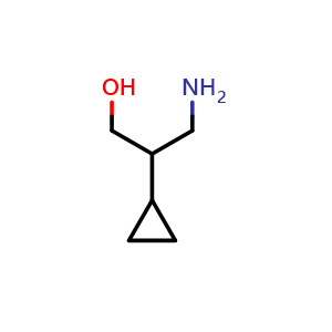 Chemical structure of 3-Amino-2-cyclopropyl-1-propanol , CAS 1314910-96-7, AChemBlock X192642
