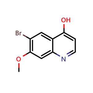 Chemical structure of 6-Bromo-7-methoxyquinolin-4-ol , CAS 1361235-54-2, AChemBlock X192645