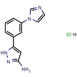 Chemical structure of 3-Amino-5-[3-(1-imidazolyl)phenyl]pyrazole hydrochloride , AChemBlock X192661