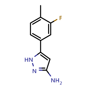 Chemical structure of 3-Amino-5-(3-fluoro-4-methylphenyl)pyrazole , CAS 1135819-23-6, AChemBlock X192662