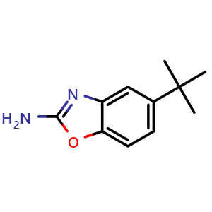 Chemical structure of 2-Amino-5-(tert-butyl)benzoxazole , CAS 947505-01-3, AChemBlock X192674