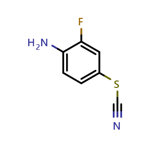 Chemical structure of 2-fluoro-4-thiocyanatoaniline , CAS 14512-85-7, AChemBlock X192690