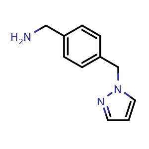 Chemical structure of 4-[(1-Pyrazolyl)methyl]benzylamine , CAS 892502-07-7, AChemBlock X192693