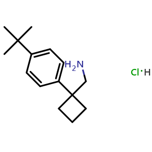 Chemical structure of 1-[4-(tert-Butyl)phenyl]cyclobutanemethanamine hydrochloride , CAS 1235440-78-4, AChemBlock X192713