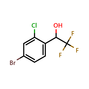 Chemical structure of 1-(4-Bromo-2-chlorophenyl)-2,2,2-trifluoroethan-1-ol , CAS 1598355-16-8, AChemBlock X192731