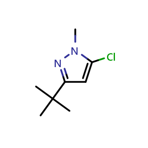Chemical structure of 3-tert-butyl-5-chloro-1-methyl-1H-pyrazole , AChemBlock X192733