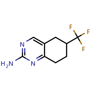 Chemical structure of 2-Amino-6-(trifluoromethyl)-5,6,7,8-tetrahydroquinazoline , CAS 1342853-24-0, AChemBlock X192769