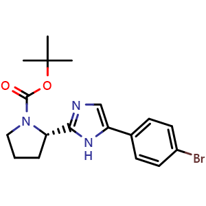Chemical structure of (S)-5-(4-Bromophenyl)-2-(1-Boc-2-pyrrolidinyl)imidazole , CAS 1007882-04-3, AChemBlock X192786