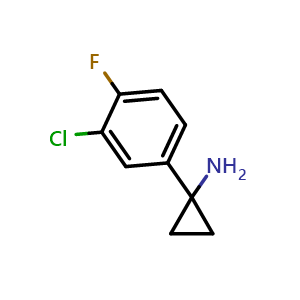 Chemical structure of 1-(3-Chloro-4-fluorophenyl)cyclopropanamine , CAS 920501-73-1, AChemBlock X192788
