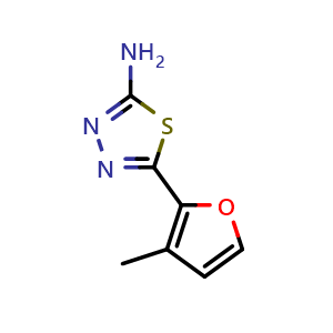 Chemical structure of 2-Amino-5-(3-methyl-2-furyl)-1,3,4-thiadiazole , CAS 1019527-96-8, AChemBlock X192800