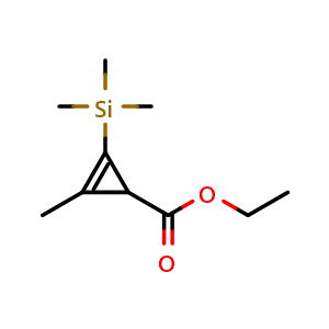 Chemical structure of Ethyl 2-Methyl-3-(trimethylsilyl)-2-cyclopropenecarboxylate , CAS 33002-26-5, AChemBlock X192804