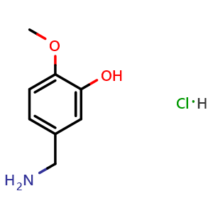 Chemical structure of 5-(Aminomethyl)-2-methoxyphenol hydrochloride , CAS 42365-68-4, AChemBlock X192811