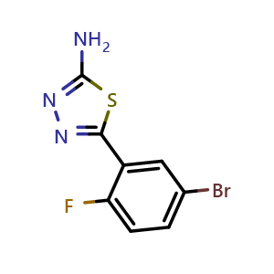 Chemical structure of 5-(5-Bromo-2-fluorophenyl)-1,3,4-thiadiazol-2-amine , CAS 299441-49-9, AChemBlock X192814