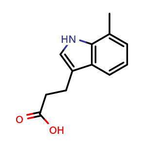 Chemical structure of 3-(7-Methyl-3-indolyl)propanoic acid , CAS 33035-77-7, AChemBlock X192816