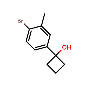 Chemical structure of 1-(4-Bromo-3-methylphenyl)cyclobutanol , CAS 1448610-48-7, AChemBlock X192834