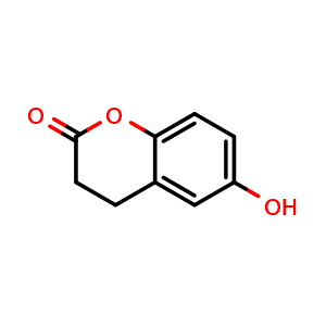 Chemical structure of 6-hydroxy-3,4-dihydro-2H-1-benzopyran-2-one , CAS 2669-94-5, AChemBlock X192856
