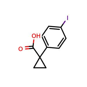 Chemical structure of 1-(4-Iodophenyl)cyclopropanecarboxylic acid , CAS 124276-89-7, AChemBlock X192884
