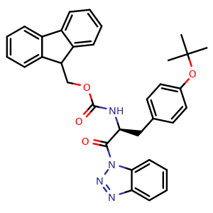 Chemical structure of (S)-1-(1H-Benzo[d][1,2,3]triazol-1-yl)-2-(Fmoc-amino)-3-[4-(tert-butoxy)phenyl]-1-propanone , AChemBlock X192898