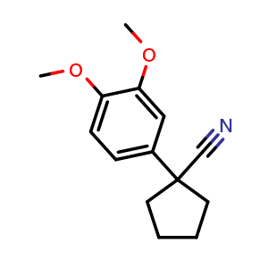 Chemical structure of 1-(3,4-Dimethoxyphenyl)cyclopentanecarbonitrile , CAS 34975-22-9, AChemBlock X192929