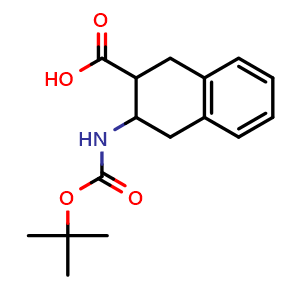 Chemical structure of 3-(Boc-amino)-1,2,3,4-tetrahydronaphthalene-2-carboxylic acid , CAS 903094-83-7, AChemBlock X192935