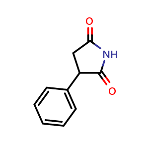 Chemical structure of 3-phenylpyrrolidine-2,5-dione , CAS 3464-18-4, AChemBlock X192938