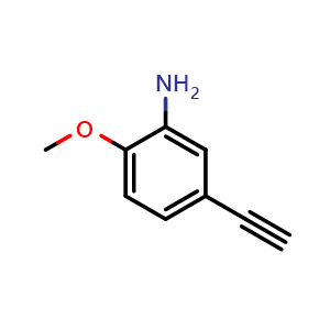 Chemical structure of 5-Ethynyl-2-methoxyaniline , CAS 105752-19-0, AChemBlock X192945
