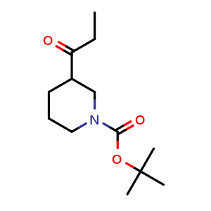 Chemical structure of 1-(1-Boc-piperidin-3-yl)-1-propanone , CAS 1226294-61-6, AChemBlock X192949