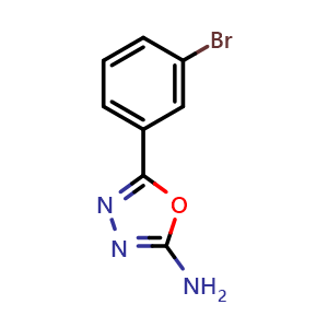 Chemical structure of 2-Amino-5-(3-bromophenyl)-1,3,4-oxadiazole , CAS 109060-66-4, AChemBlock X192962