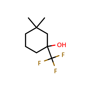 Chemical structure of 3,3-Dimethyl-1-(trifluoromethyl)cyclohexanol , CAS 1340042-14-9, AChemBlock X192971