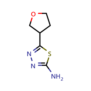 Chemical structure of 2-Amino-5-(3-tetrahydrofuryl)-1,3,4-thiadiazole , CAS 1250807-26-1, AChemBlock X192972