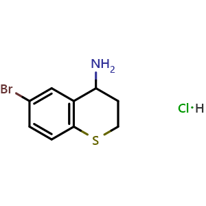 Chemical structure of 6-Bromo-3,4-dihydro-2H-thiochromen-4-amine hcl , CAS 1170470-60-6, AChemBlock X192973