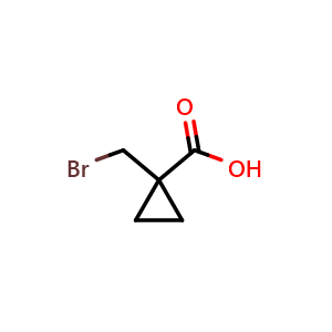 Chemical structure of 1-(Bromomethyl)cyclopropanecarboxylic acid , CAS 56834-40-3, AChemBlock X192981