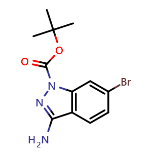 Chemical structure of 1-Boc-3-amino-6-bromo-1H-indazole , CAS 1257211-58-7, AChemBlock X192990