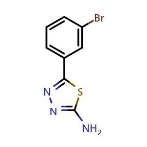 Chemical structure of 2-Amino-5-(3-bromophenyl)-1,3,4-thiadiazole , CAS 108656-65-1, AChemBlock X192998