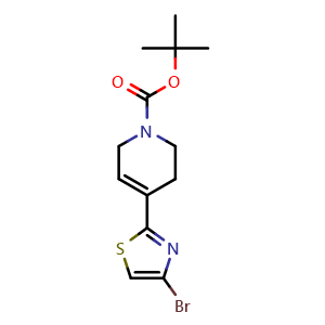 Chemical structure of 2-(1-Boc-1,2,3,6-tetrahydro-4-pyridyl)-4-bromothiazole , CAS 1332301-87-7, AChemBlock X193003