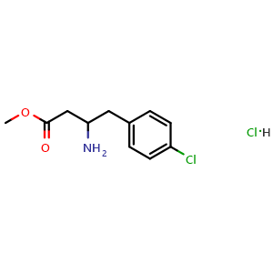 Chemical structure of Methyl 3-Amino-4-(4-chlorophenyl)butanoate hydrochloride , CAS 1803589-69-6, AChemBlock X193006